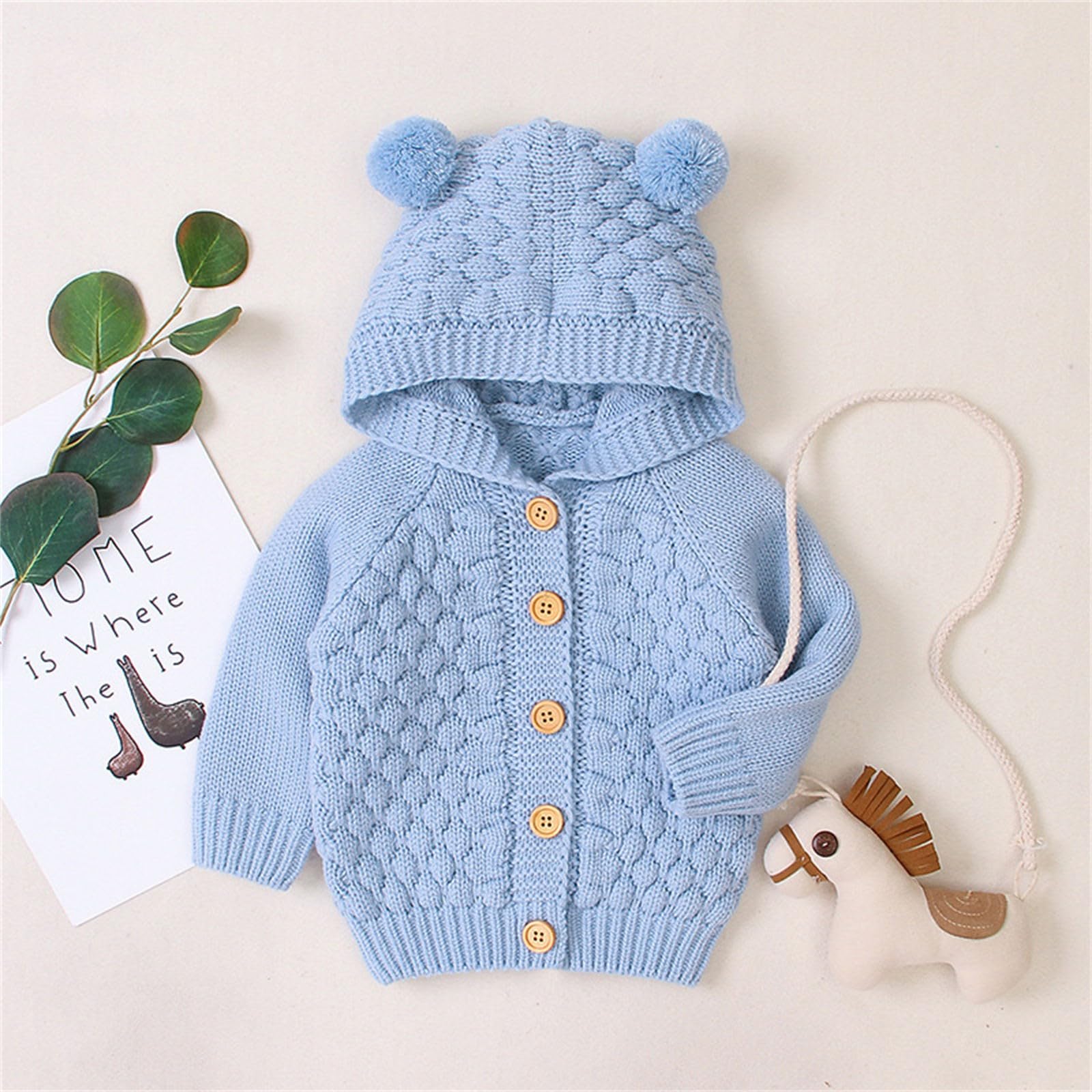 Cárdigan de punto para bebé recién nacido, sudadera con capucha y botones para bebés, trajes de algodón, unisex, conjunto básico de ropa para bebé, leggings y camiseta para niñas