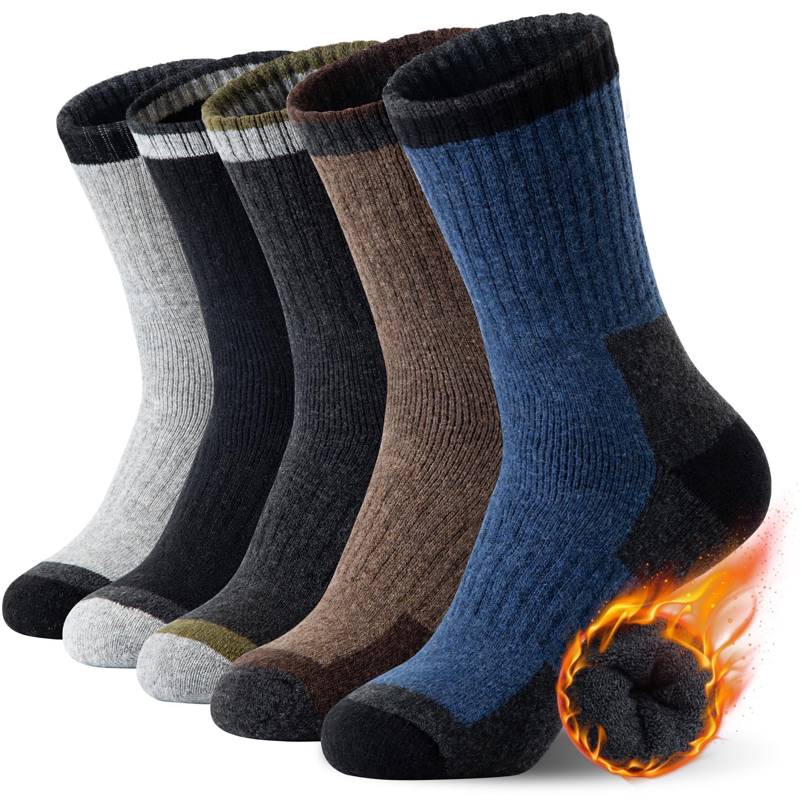 SIMIYA Lot De 5 Paires De Chaussettes De Randonnée En Laine