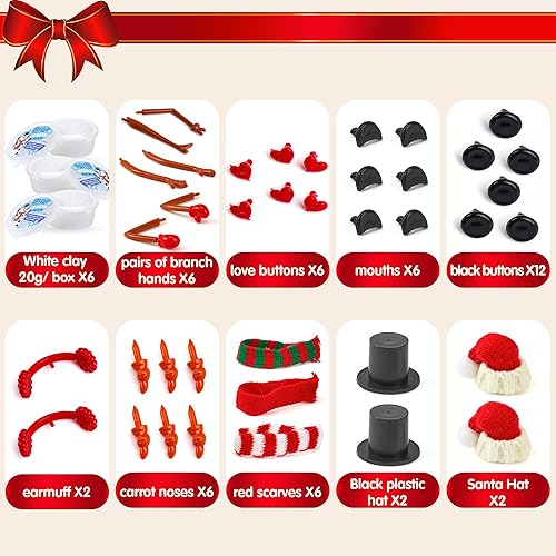 Vista 24 de JOYIN Kit de manualidades de Navidad para construir un muñeco de nieve, paquete de 3 arcilla para modelar, kit de muñeco de nieve para actividades