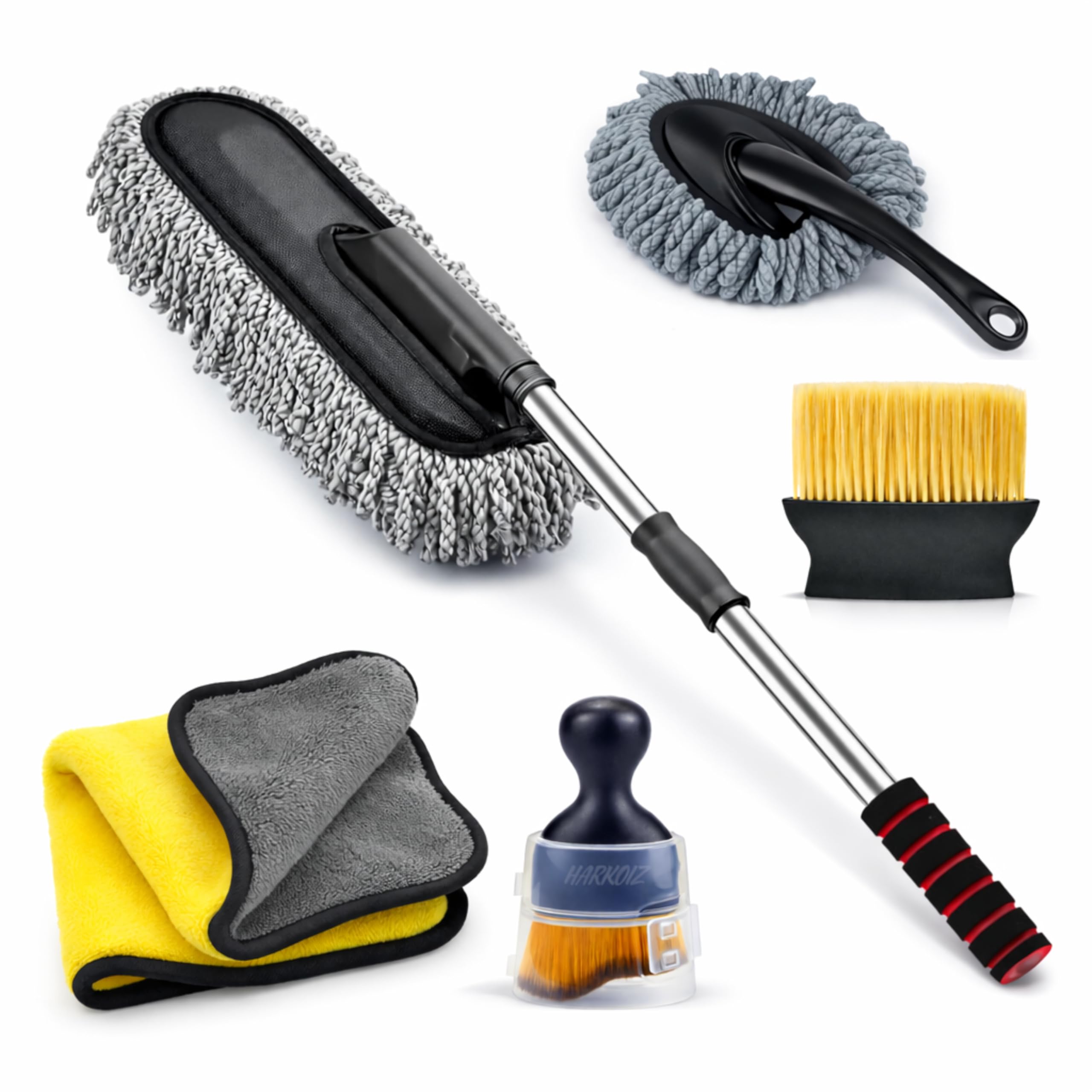 5 in 1 Car Cleaning Kit with Long Handle Microfiber Duster, Interior Brush, Cloth & Glove | Scratch Free Dust Remover Car Cleaning Accessories for Car Bike SUV Interior Exterior Use-image-12