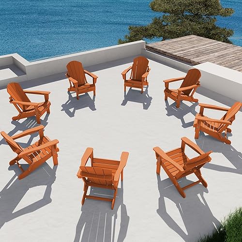 Vista 85 de SERWALL - Silla plegable Adirondack para patio, jardín, exterior, resistente a la intemperie, sillas para hoguera, color naranja Albaricoque