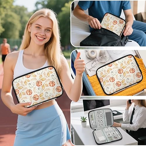 Miniatura 7 de Maple Pumpkin Travel Organizer Case, Tech Accessories Cable Storage Bag for Cords, Charger, Phone, Hard Drive