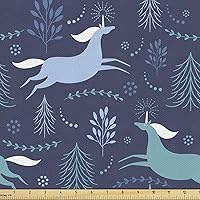 Vista 18 de Ambesonne The Yard - Tela de gato con temática de bosque, diseño de animales en barcos, diseño creativo náutico de vida silvestre, tela decorativa