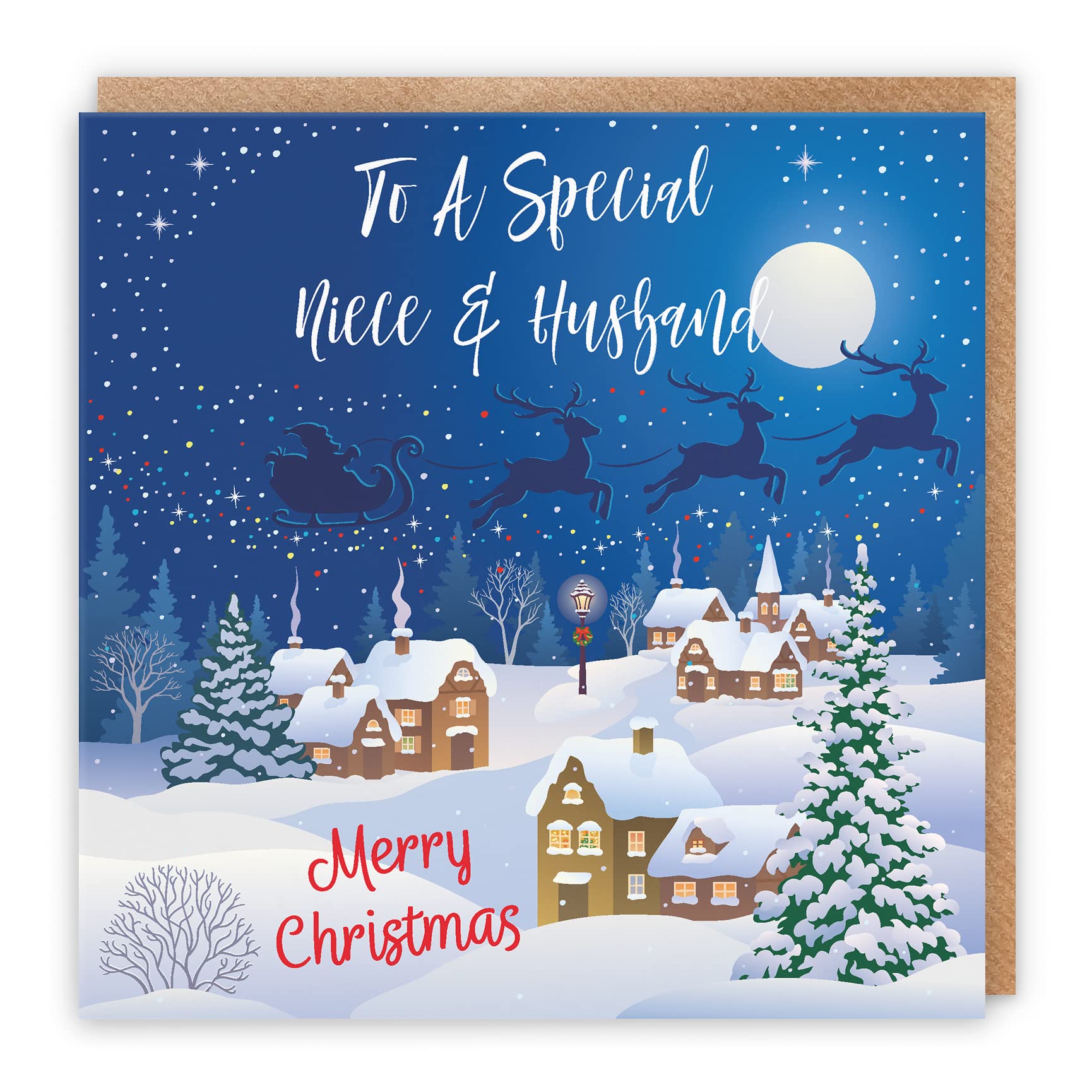 Hunts England, Niece And Husband Christmas Card, To A Special Niece & Husband, Merry Christmas, Winter Wonderland Collection