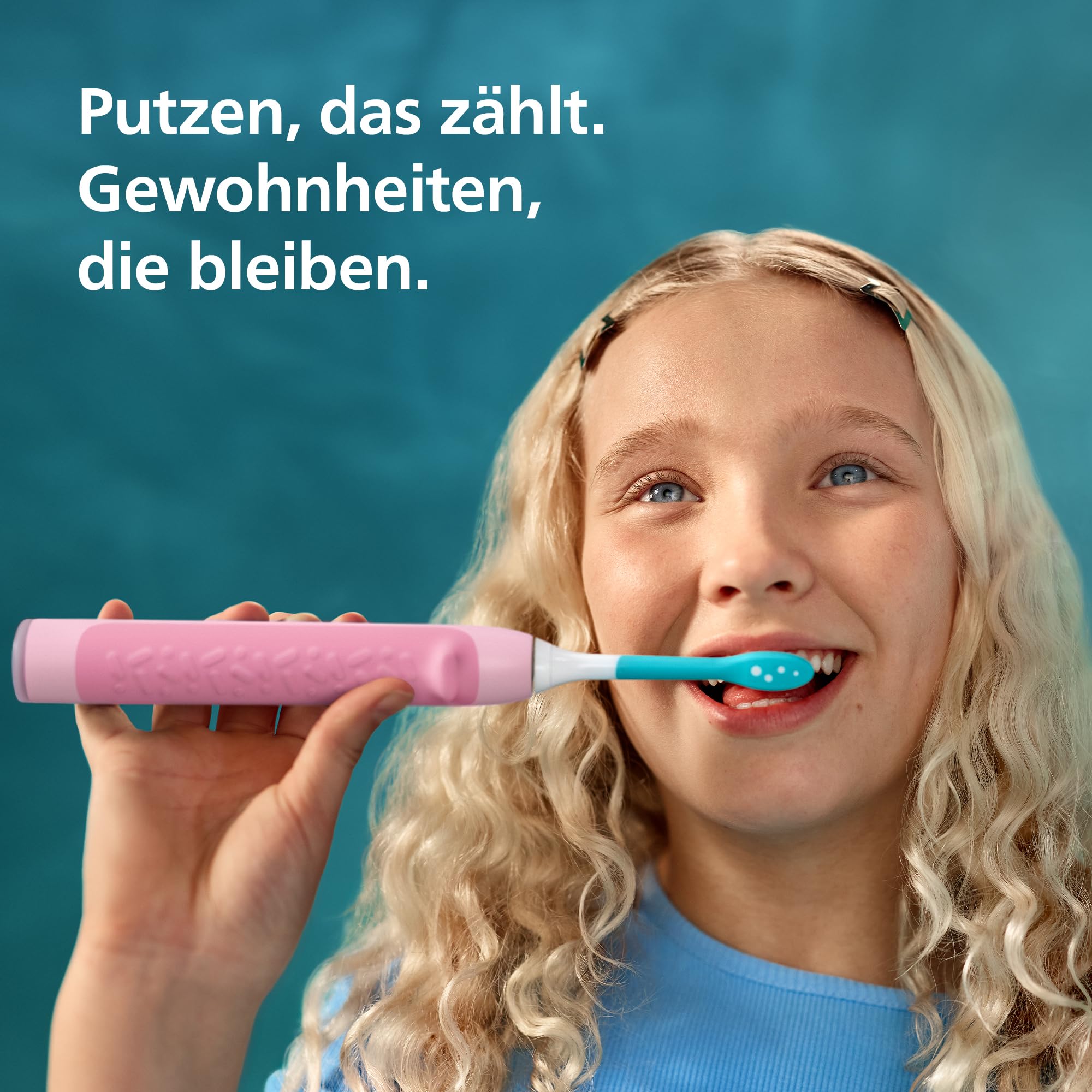 Philips Sonicare for Kids Smart elektrische Zahnbürste - Schallzahnbürste mit App, für Kinder 3+, 2 sanfte Putzprogramme, 2-Minuten-Timer, 2 Bürstenköpfe (Standard + Mini), Pink, Modell HX6600/11