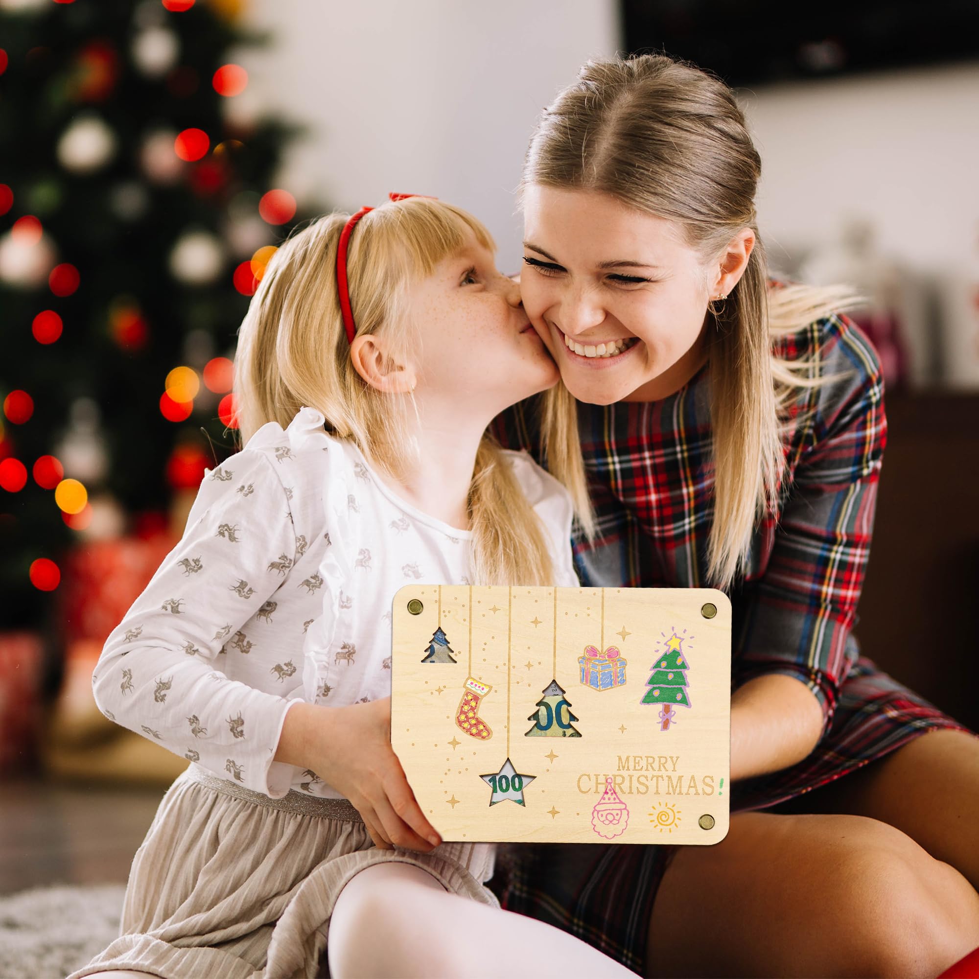 TAKULA Regalos de madera Navidad Dinero Regalo,Regalos de Dinero Embalaje,Tarjetas de felicitación de Navidad|Feliz Navidad