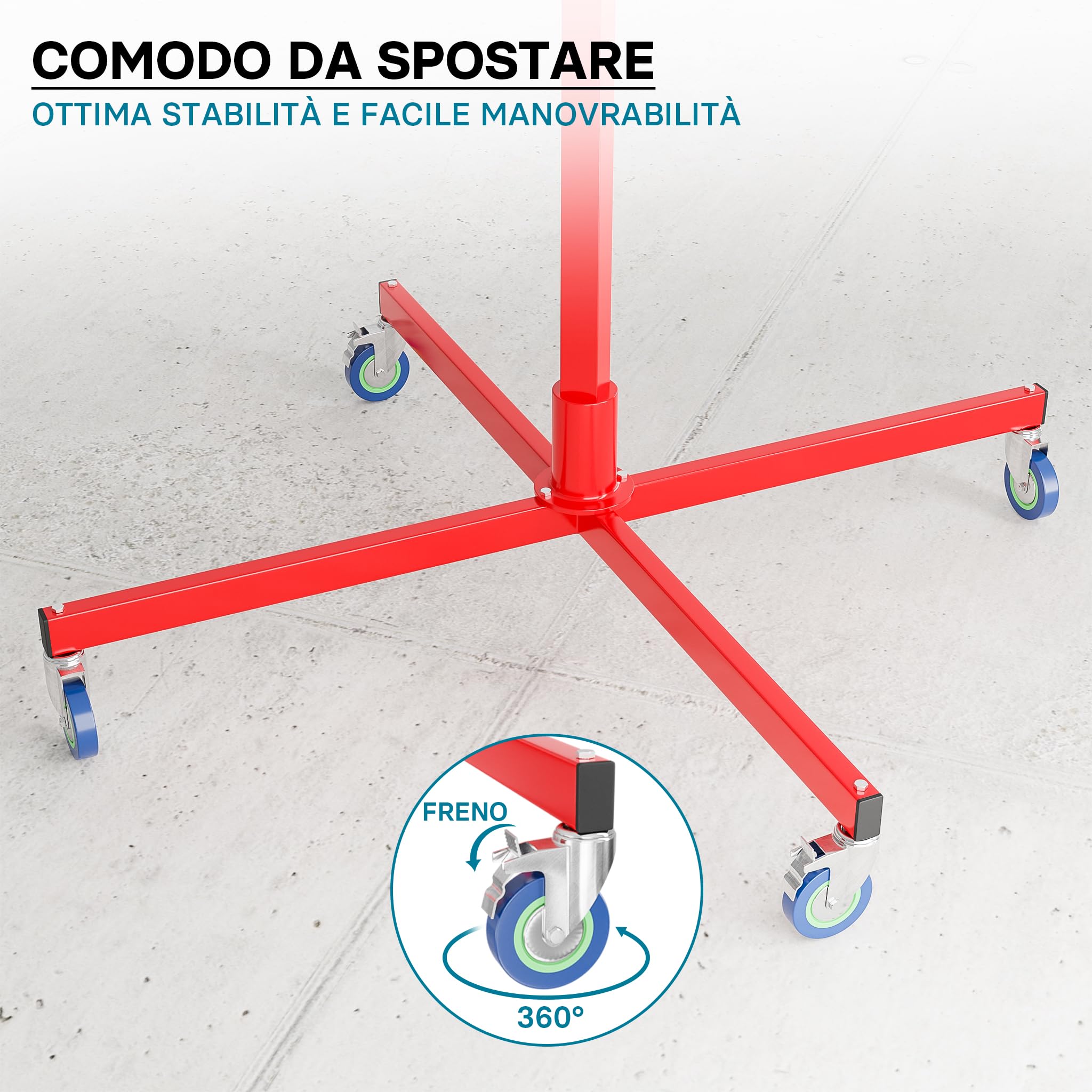 Wiltec Alzalastre per cartongesso fino a max. 50 kg, altezza 190-330 cm, ausilio di montaggio per cartongesso, sollevatore per pannelli con 4 ruote, freni di stazionamento