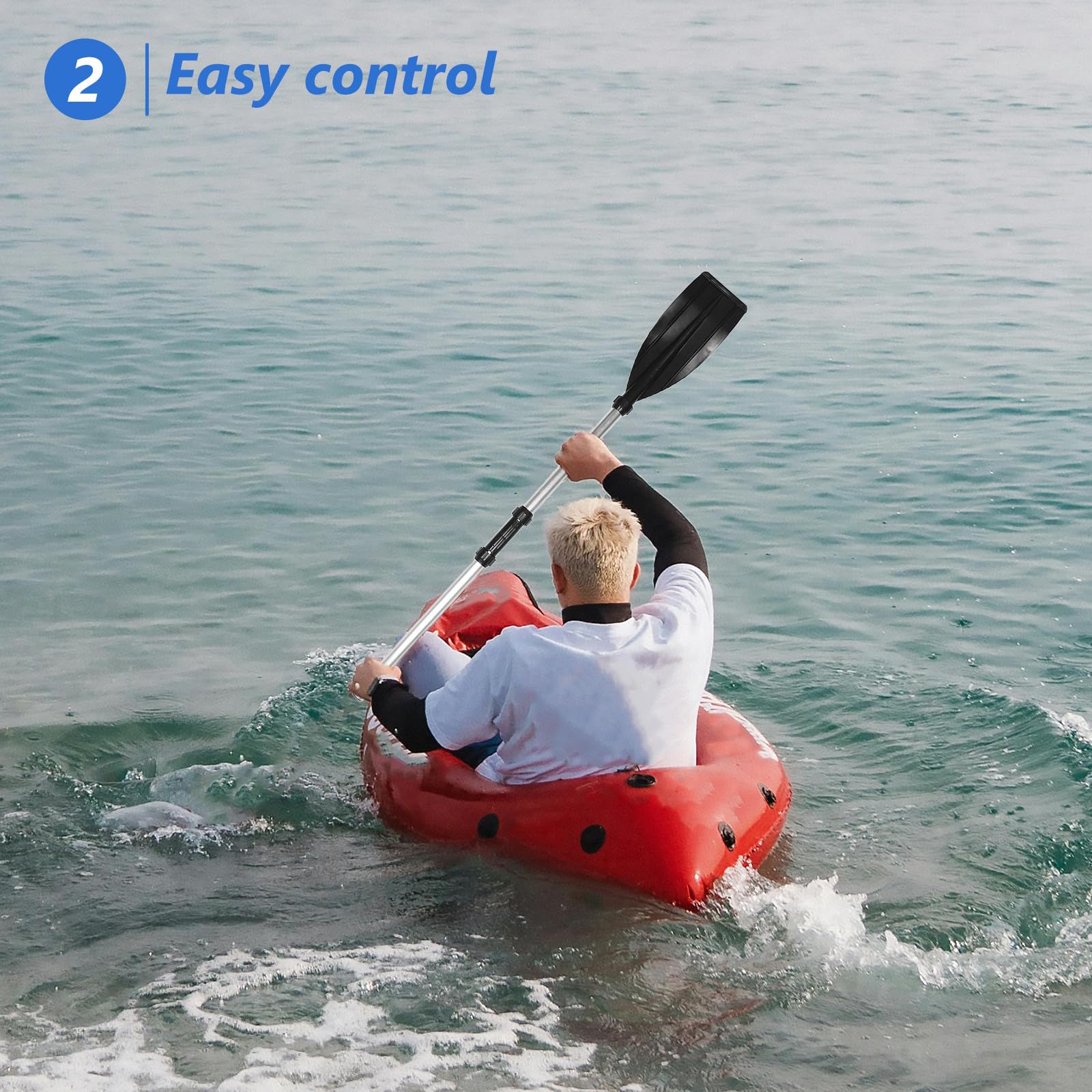 Veemoon Set 2 Pagaie in Alluminio Leggero per Kayak e Gommone, Remi Staccabili Impugnatura Antiscivolo, Accessori Nautici per Sport Acquatici e attività sul Fiume
