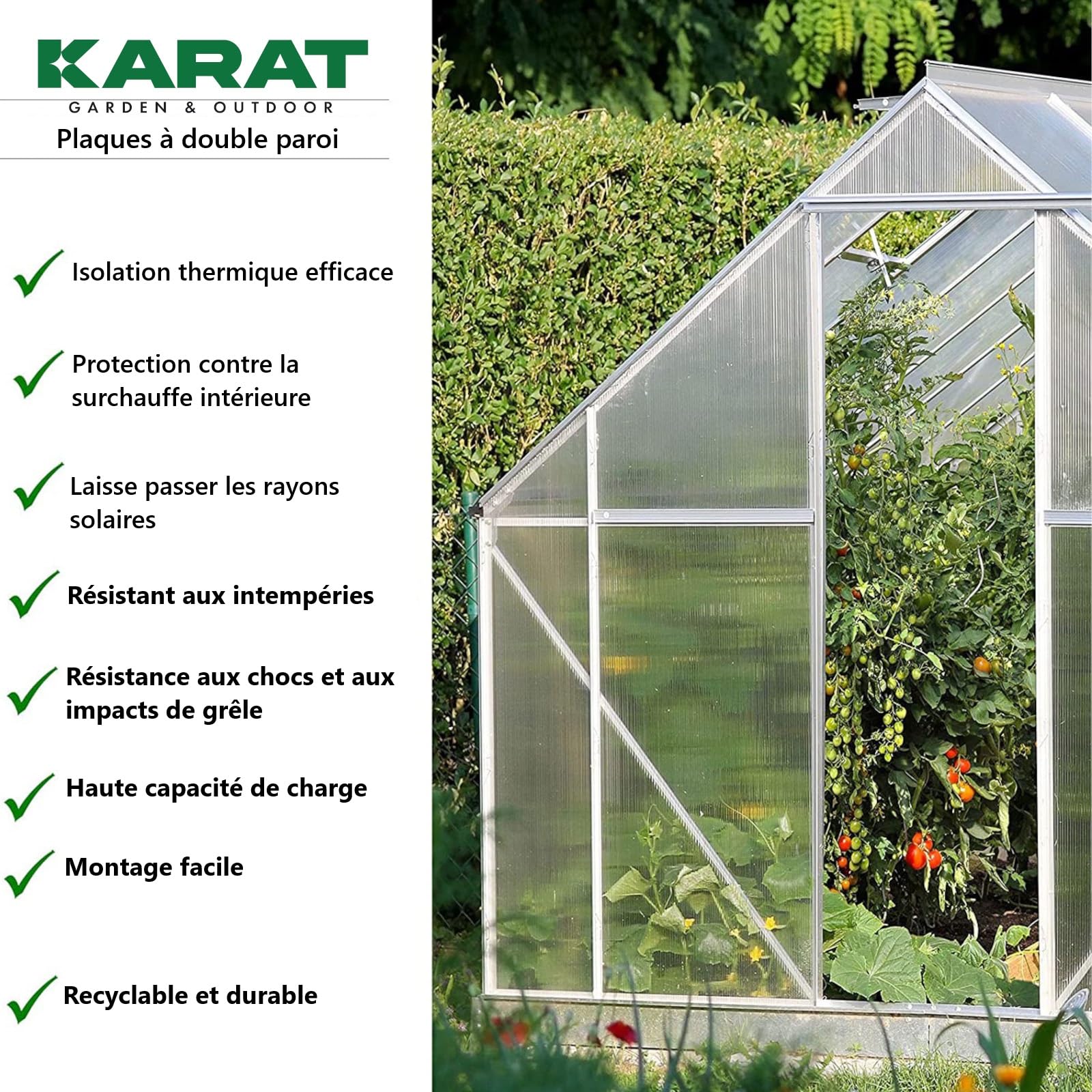 KARAT - Connecteurs pour Plaque Creuse en PVC - Matériau de Construction pour Serre, véranda - Connecteur Transparent résistant aux intempéries - 14 Connecteurs 60,5 x 121 cm, 4 mm d'épaisseur