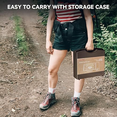 Miniatura 5 de ONLYFIRE OUTDOOR LIVING Estufa de gas butano con funda de transporte, estufa portátil para campamento, control de calor preciso, estufa de