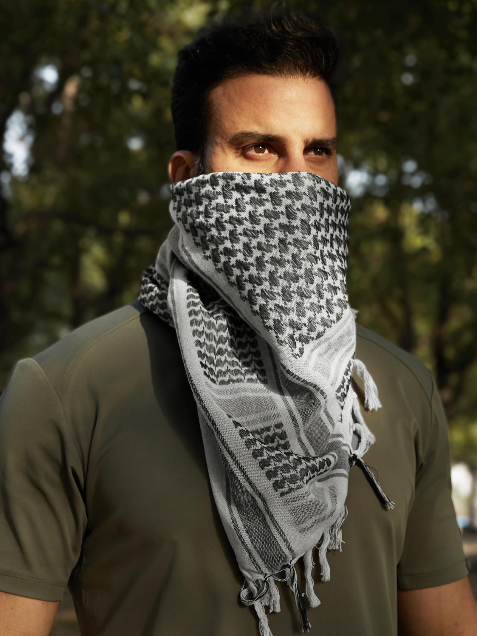 DARMOWA SOLDIER Scarf Military Shemagh Taktyczna Desert Keffiyeh Head Neck Scarf Arab Wrap with Tassel 100 x 100 cm