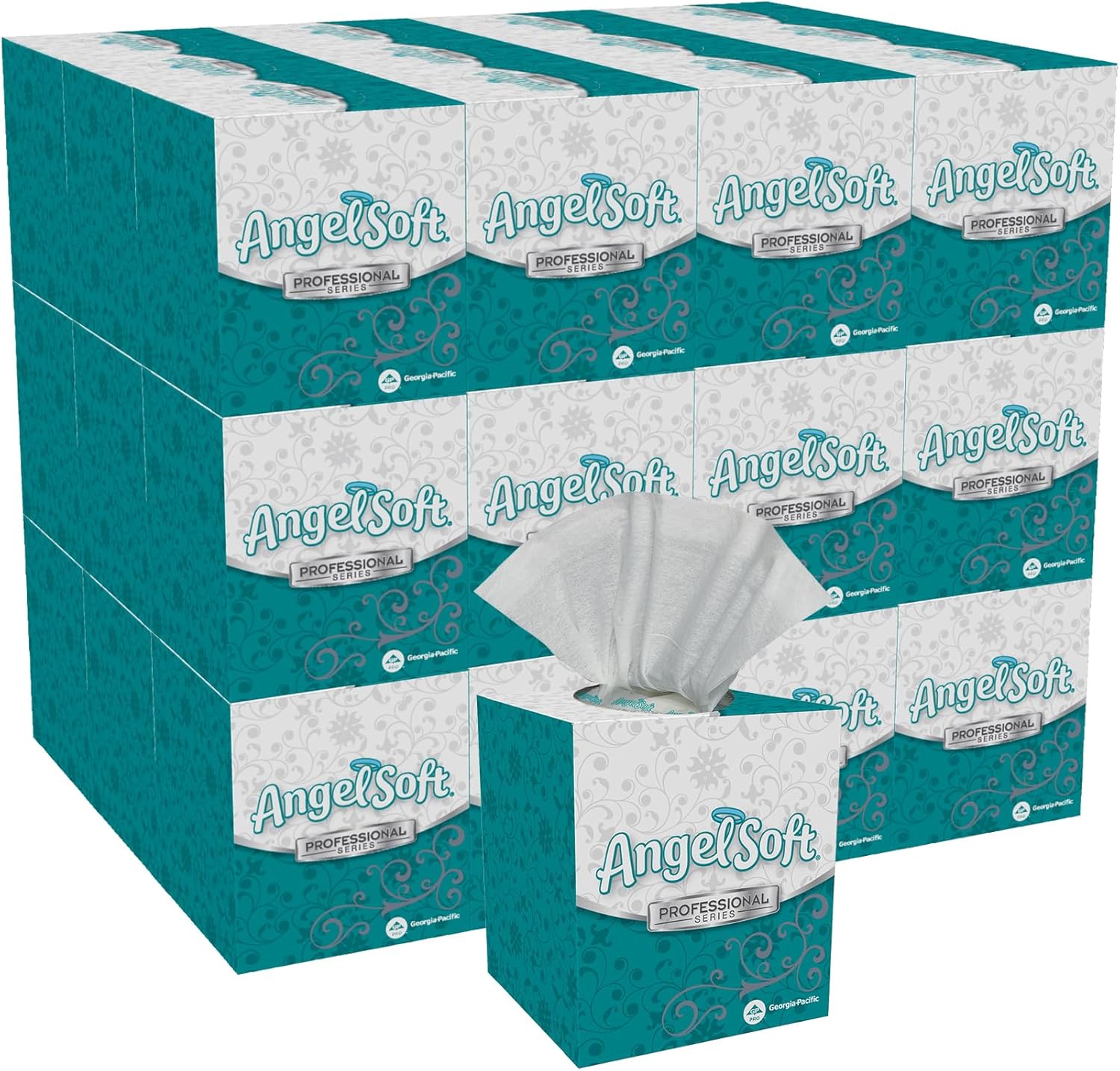 Angel Soft Professional Series 2-Ply Facial Tissue (46580), 96 Sheets, 36 Boxes, Bulk Pack, Ideal for Bathrooms, Meeting Rooms, Reception Areas 96 Count (Pack of 36) Angel Soft