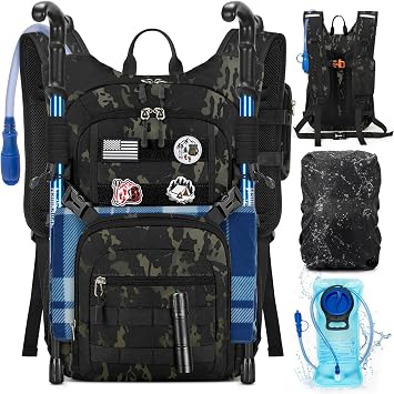 RAINSMORE Tactical Hydration Backpack 18L with 2L Water Bladder - Insulated Military Daypack for Hiking, Rucking, Commuting - Waterproof MOLLE Pack for Men Women Cycling Camping Running
