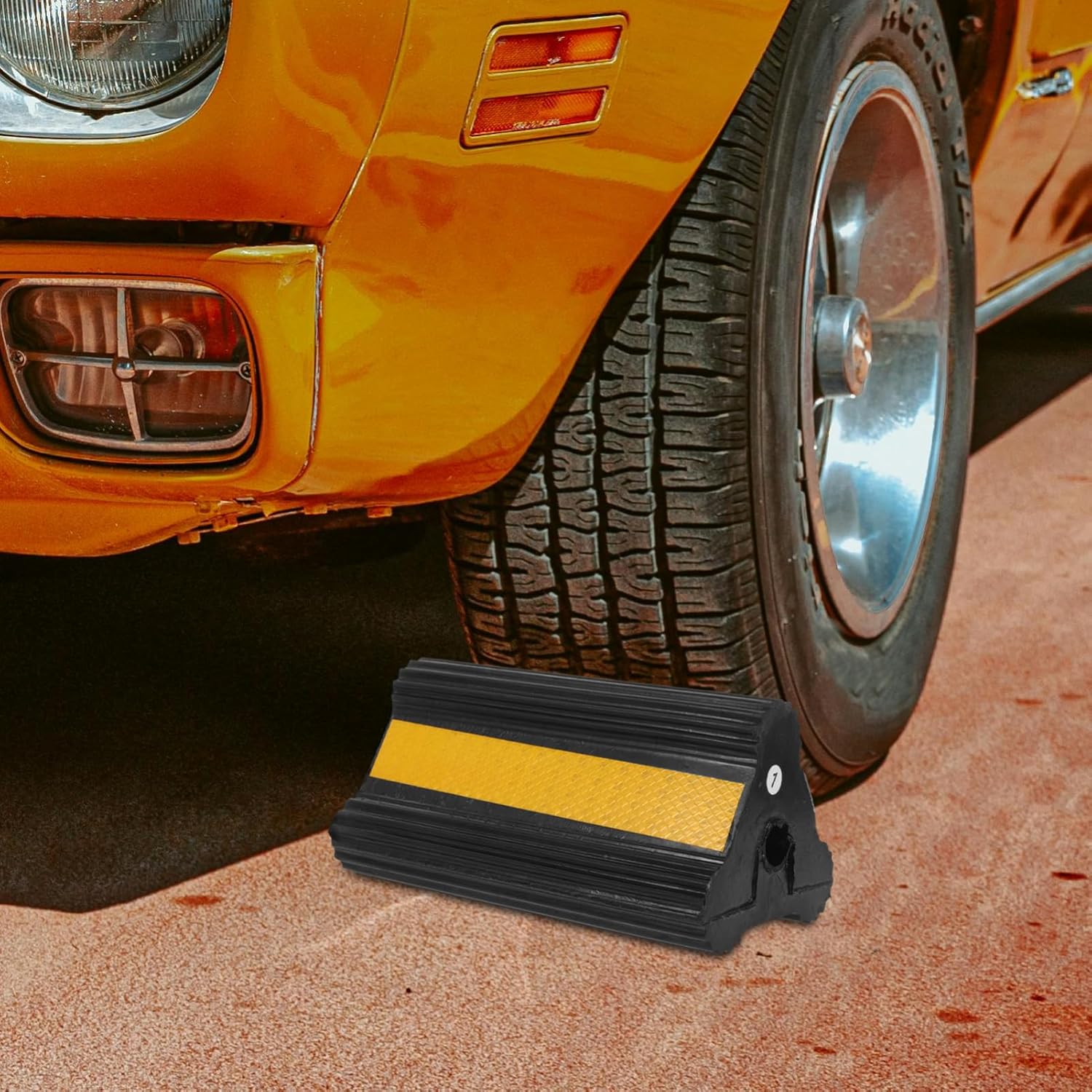 High-Visibility Car Wheel Chocks Sturdy Rubber Grip for Trailers Trucks