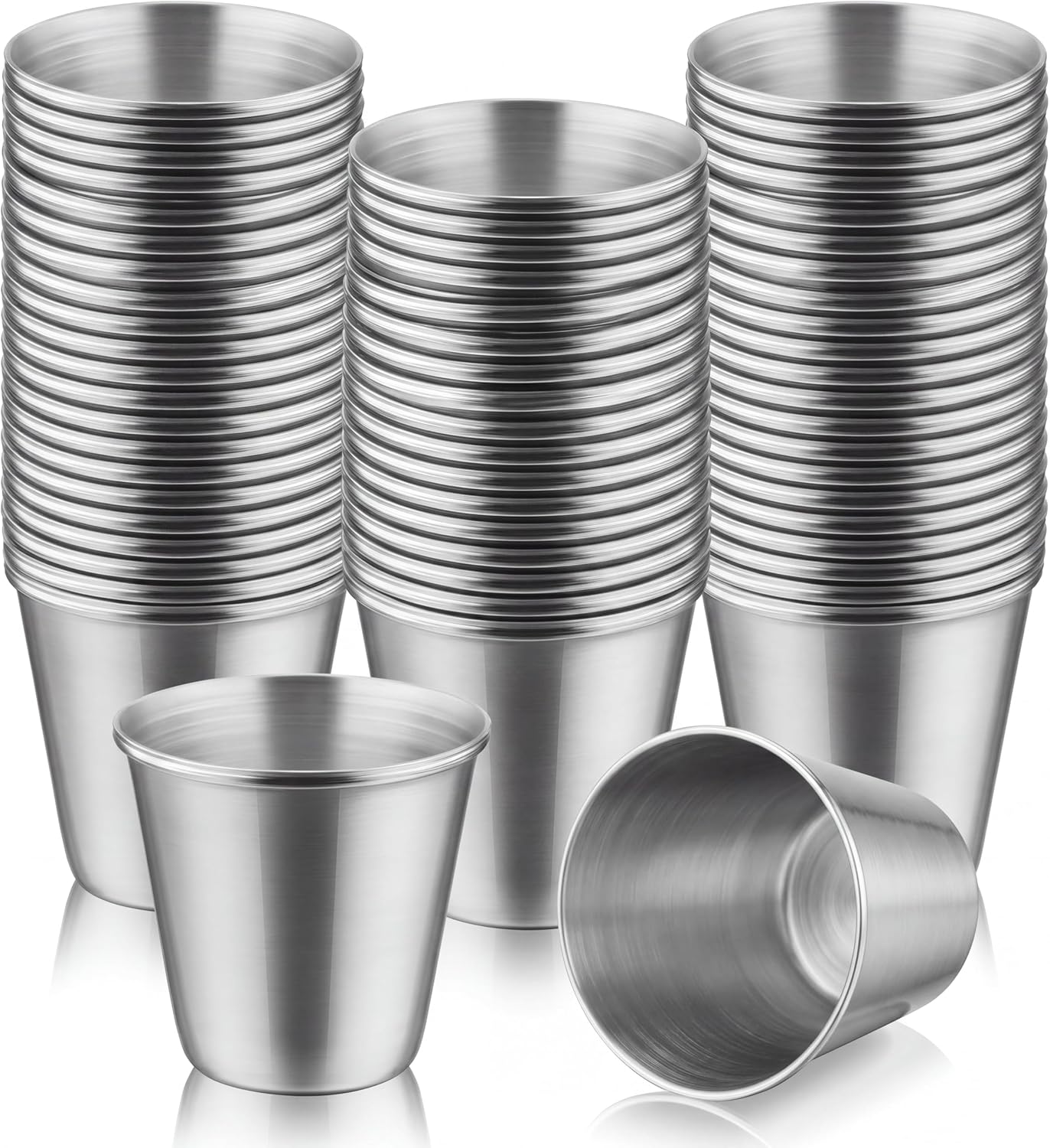 Mimorou 50 Pcs Stainless Steel Shot Glasses 1 Ounce Small Shot Cups Metal Shot Glasses Beer Drinking Tumbler for Espresso Beer Wine Whiskey Cocktail Bar Restaurant Kitchen
