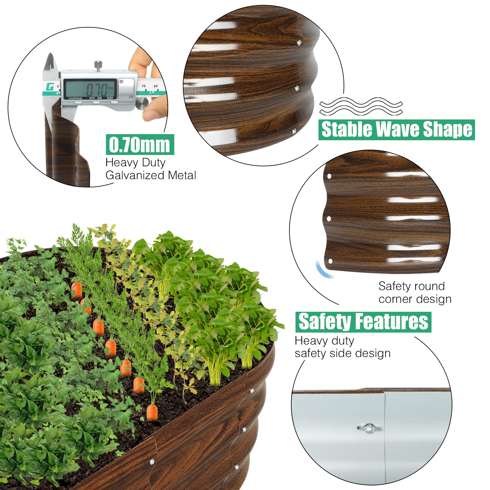 SnugNiture Galvanized Raised Garden Bed, 4x2x1ft Oval Metal Planter Box for Planting Outdoor Plants Vegetables