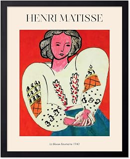Poster Master Henri Matisse Poster - Madame Matisse Print - The Red Madras Headdress Painting - Fauvism Art - Expressionism Art - Aesthetic Living Room or Office Wall Decor, 11x14 Black Framed