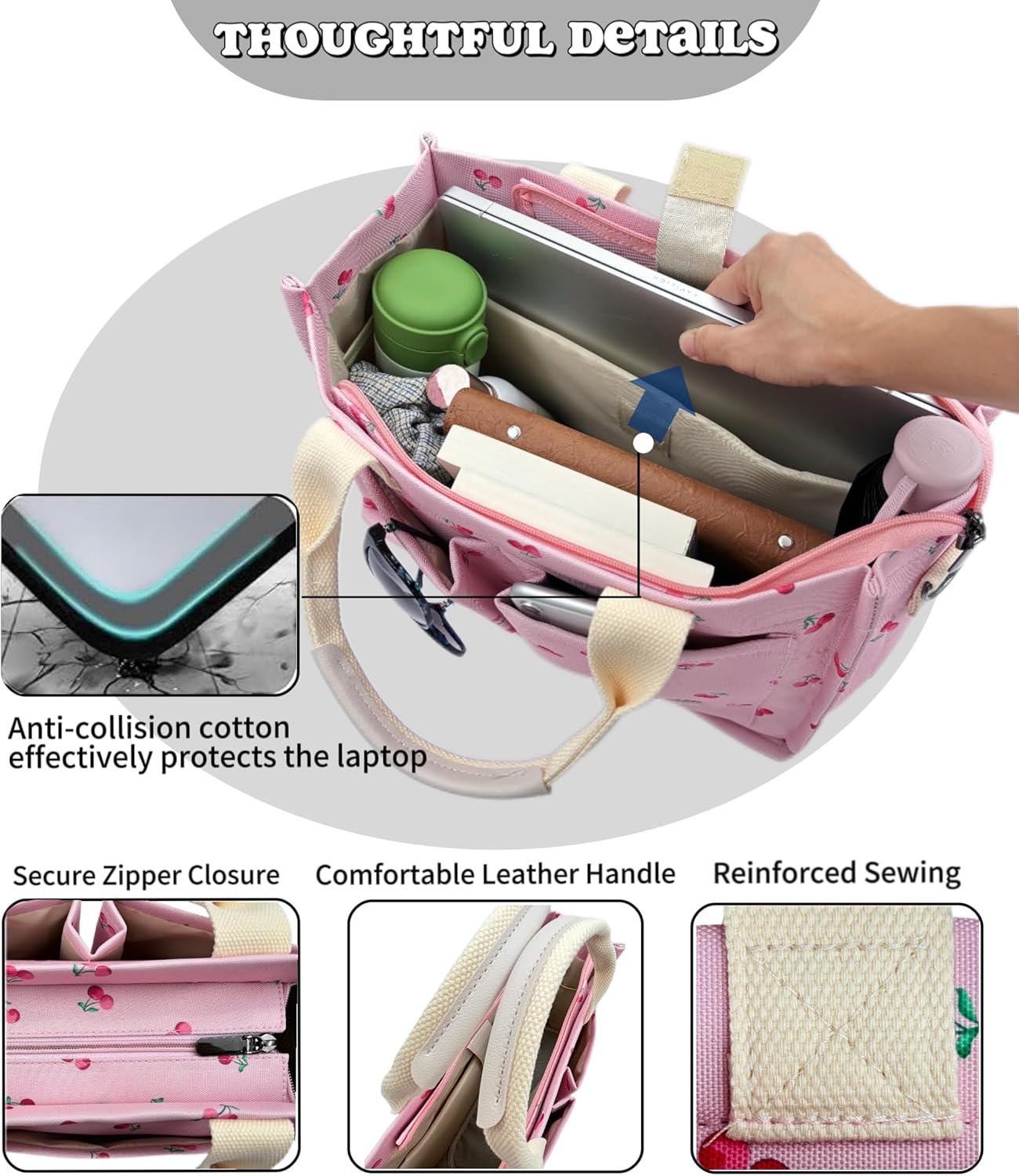 Large Canvas Tote Bag for Women Work Tote Bags with Pockets Laptop Crossbody Purses Everyday Bag Handbags for Travel - Image 7