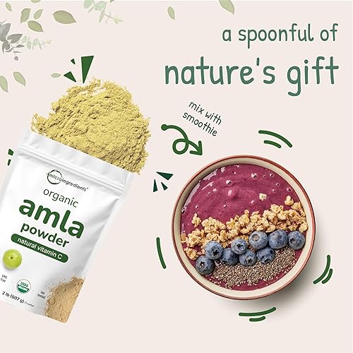 Miniatura 6 de Micro Ingredients Polvo de amla orgánico (Amalaki) 32 onzas, polvo de grosella espinosa de origen indio, rico en vitamina C, antioxidantes, apoya