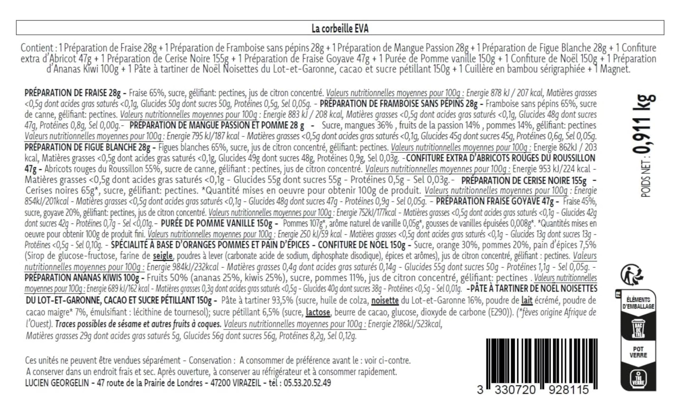 Lucien Georgelin Coffret Cadeau Gastronomique Eva 911g | Confitures, Pâte à Tartiner
