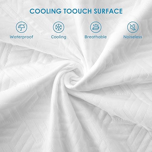 Miniatura 2 de Cozymaker Protector de colchón 100 % impermeable, funda de colchón refrescante ajustable de 8 a 21 pulgadas de profundidad, tela de aire 3D, suave,