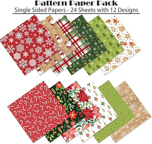 Miniatura 3 de YASMEN Bloc de papel para álbum de recortes de Navidad, 24 hojas de suministros de álbumes de recortes, almohadillas de cartulina con patrón de 6 x