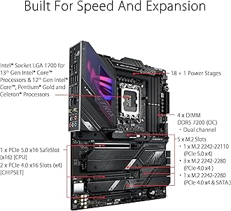 ASUS ROG Strix Z790-E Gaming WiFi 6E LGA 1700(Intel® 12th&13th Gen) ATX Gaming Motherboard(PCIe 5.0, DDR5,18+1 Power Stages,2.5 Gb LAN,Thunderbolt 4,5xM.2, 1xPCIe 5.0 M.2,Front Panel USB 3.2 Port)