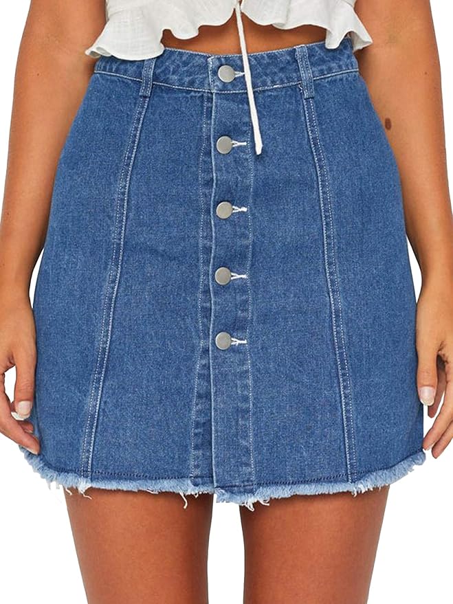 Just Quella Jean Skirts for Women's Button Front Denim ALine Short