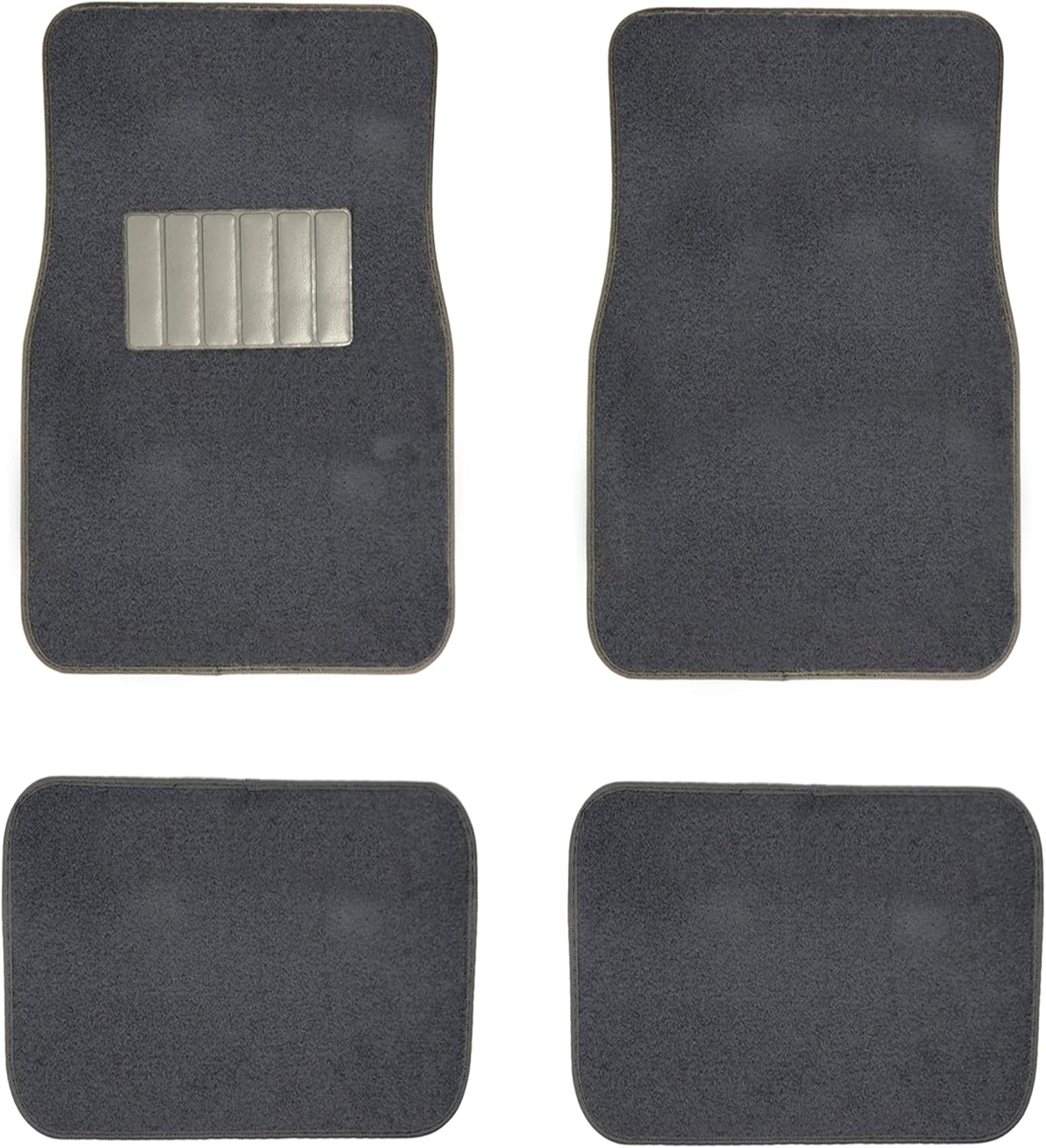 C.P.R. New Carpet Car Floor Mats 4 Pc Set for Cars Trucks SUVS with Heel Pad -Front and Rear Mats Universal Classic Matching Heel Pad (Charcoal)