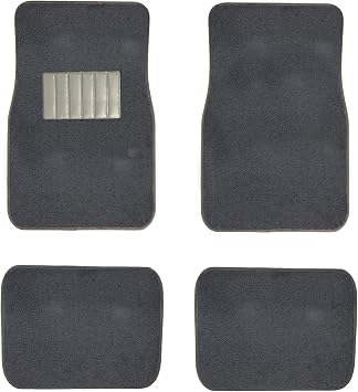 C.P.R. New Carpet Car Floor Mats 4 Pc Set for Cars Trucks SUVS with Heel Pad -Front and Rear Mats Universal Classic Matching Heel Pad Charcoal