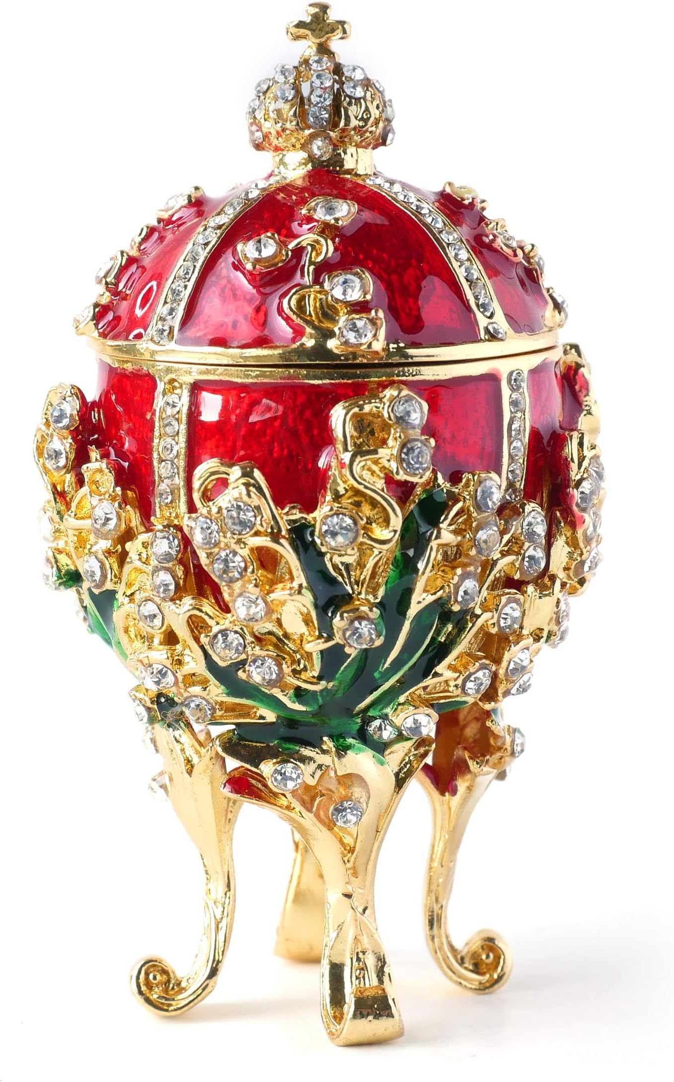 Apropos Hand-Painted Vintage Style Egg with Rich Enamel and Sparkling Rhinestones Jewelry Trinket Box