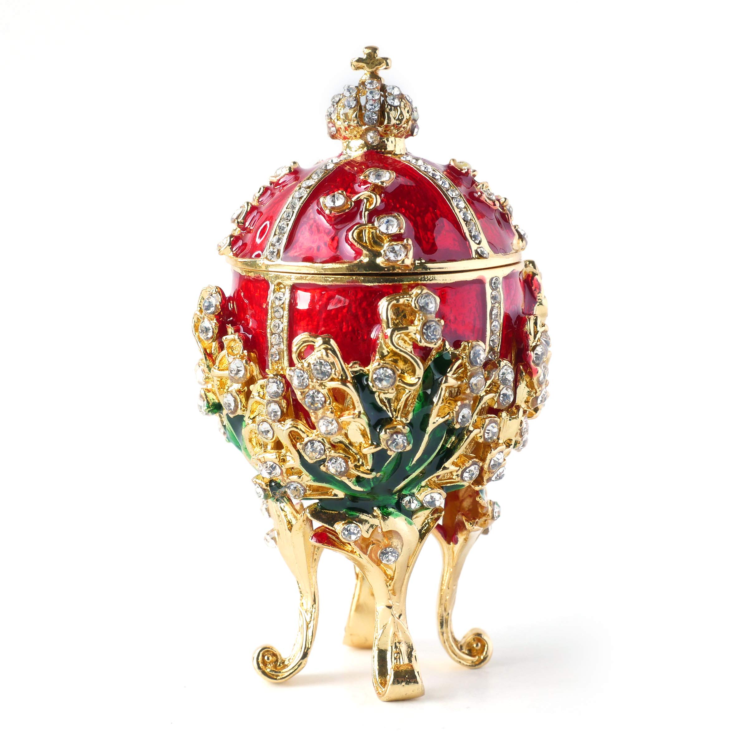 Apropos Hand-Painted Vintage Style Egg with Rich Enamel and Sparkling Rhinestones Jewelry Trinket Box