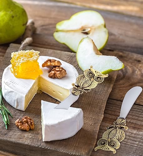 Miniatura 6 de Esparcidor de queso y salsa de acero inoxidable dorado, condimentos y mantequilla para aperitivos, esparcidores de queso de metal, juego de 2 a 4.55