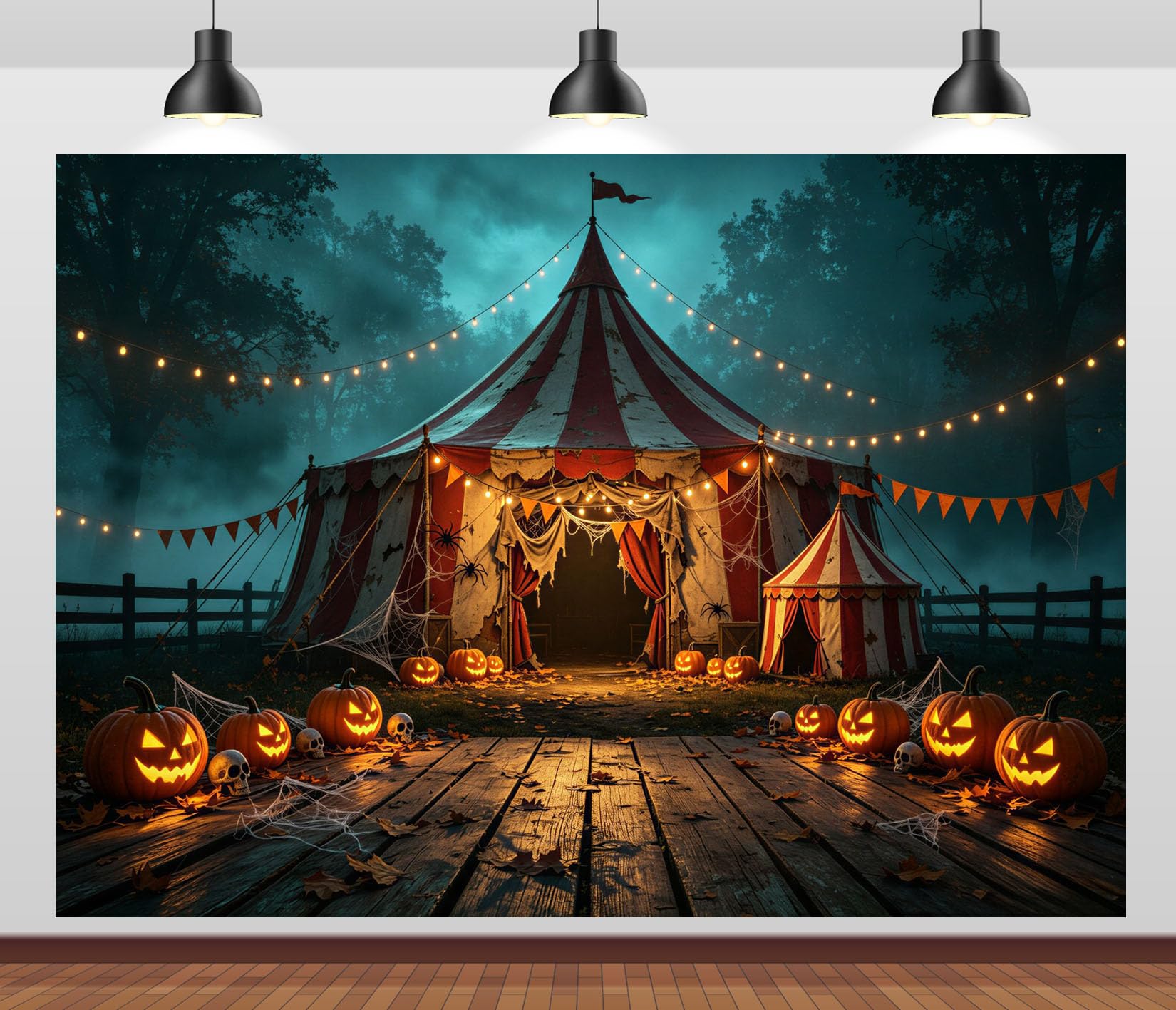 10x8FT (3x2.5m) Tendone Con Zucche Di Notte Sfondo Fotografico