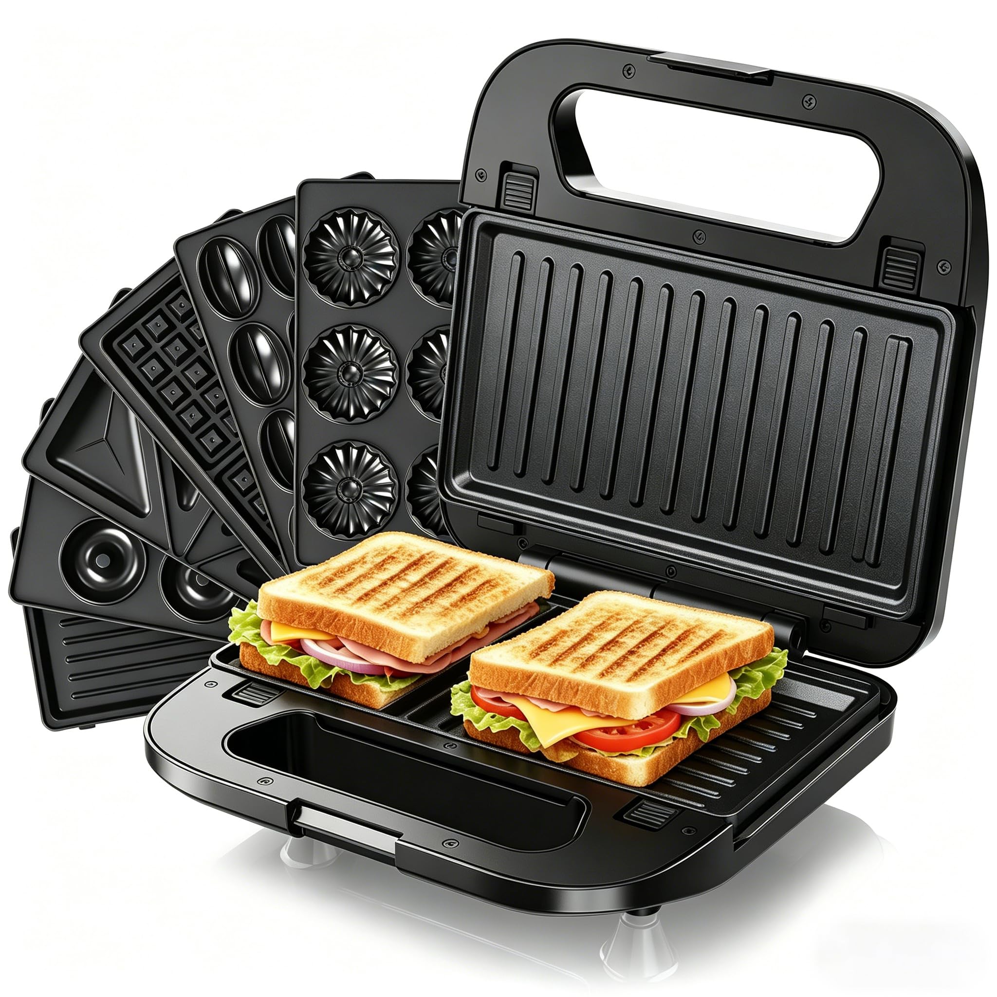 SUPERLEX 6 in 1 Snack Maker Sandwich Toaster, 750W Waffle Maker