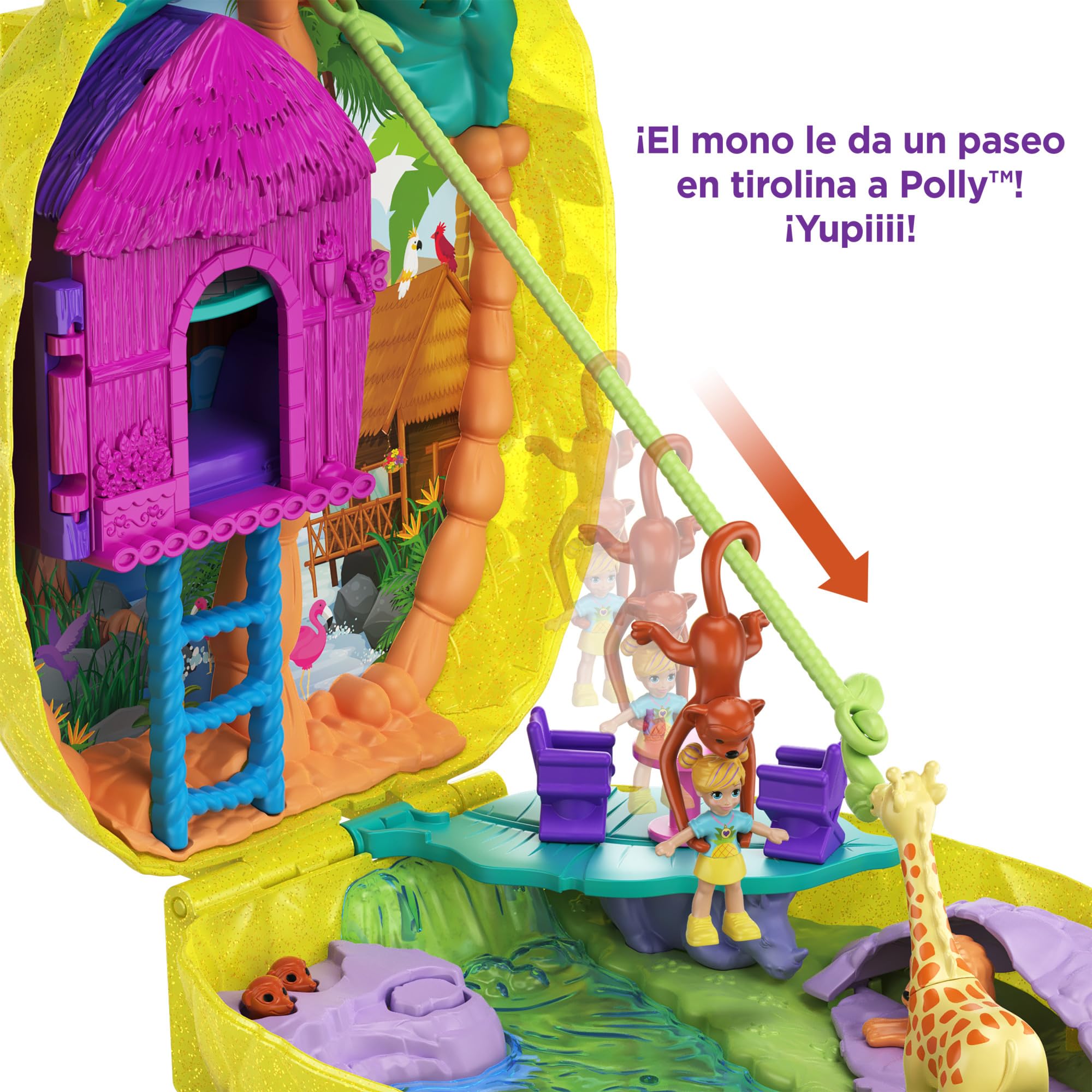 Polly Pocket Cofre Colgante Polly con Lila en Forma de piña, muñeca con Accesorios (Mattel GKJ64)
