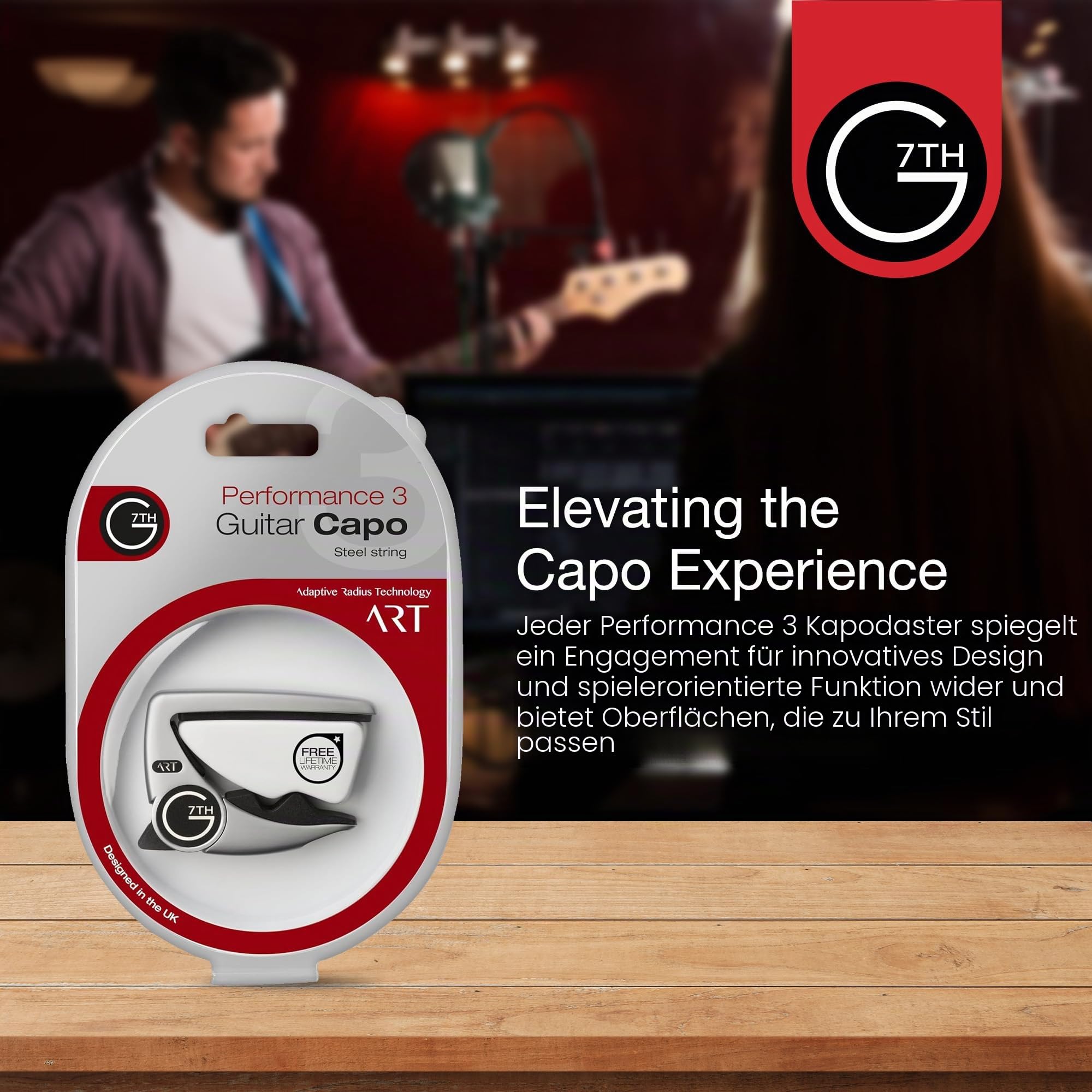 G7th Performance 3 Kapodaster Silber – Einzigartige Tension Control & Adaptive Radius Technologie – Preisgekrönter Kapodaster für Akustik- und E-Gitarren