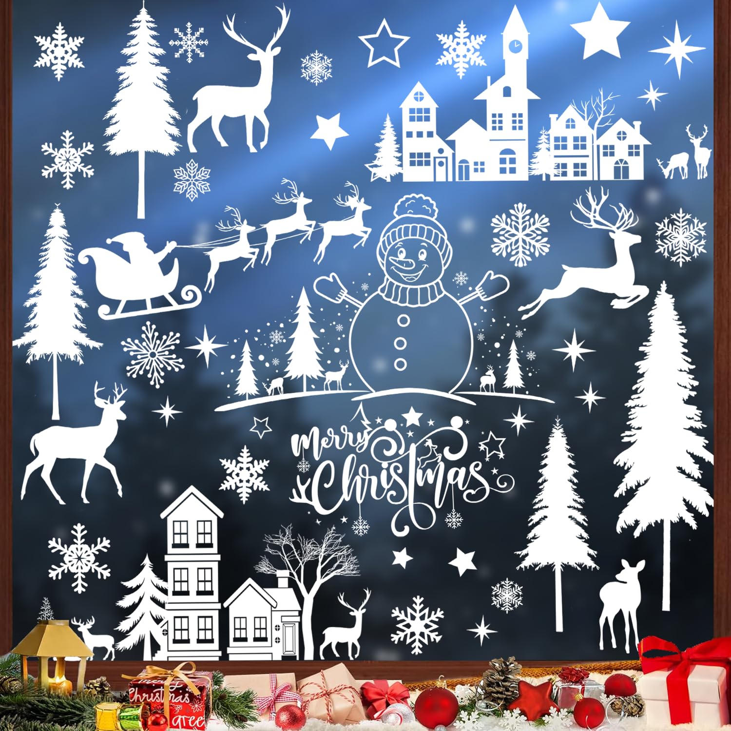 SILARLAIT 10 Adesivi Statici Per Finestre A Tema Natale, Decorazioni Natalizie Riutilizzabili, 30x20cm - 2