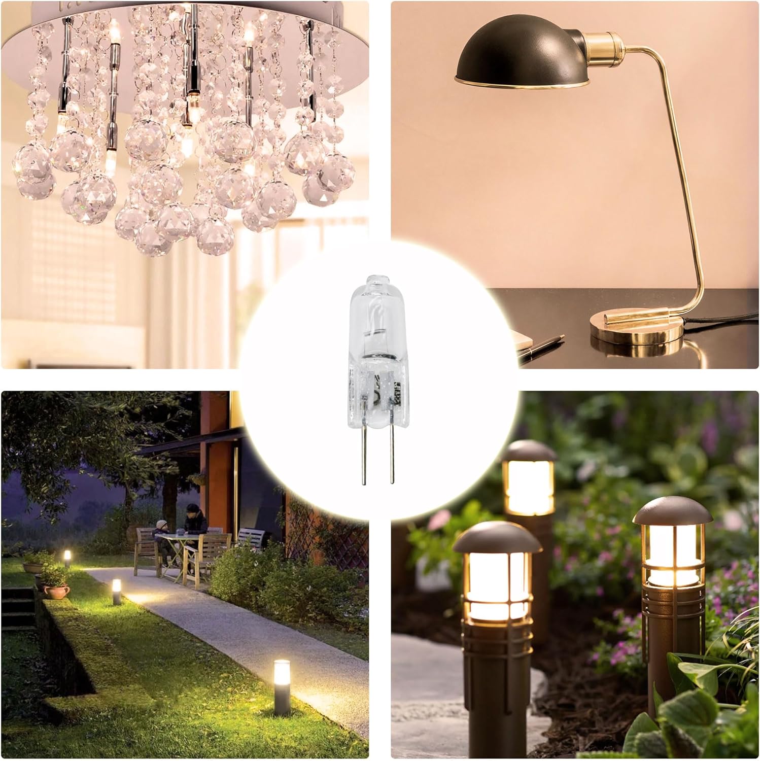 G4 Bulb 10W Halogen Light Bulb 2 Pin 12V G4 Bulbs Replacement for Under Cabinet Puck Light, Chandeliers, Landscape Lighting Desk Lamp 2700K Warm White