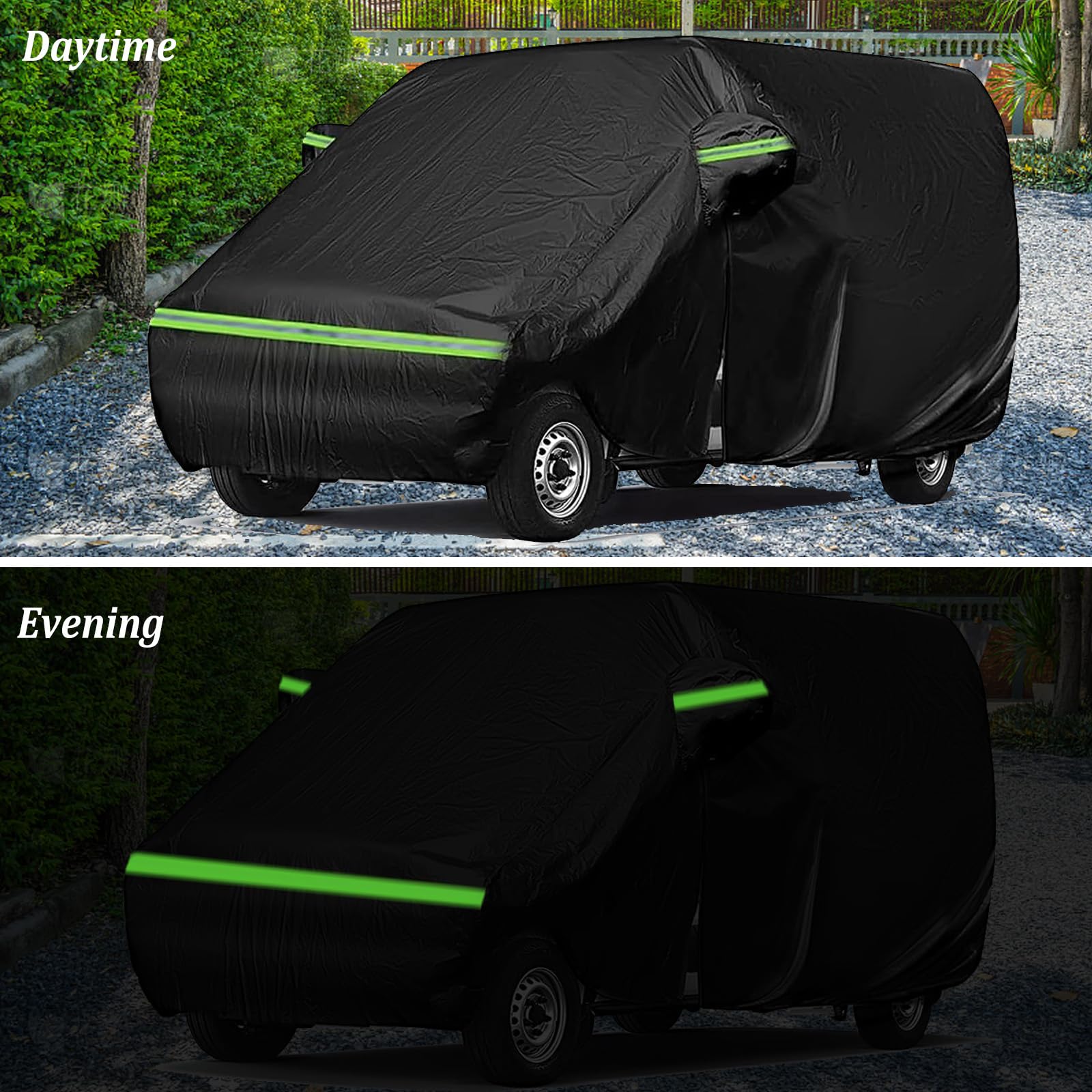 Autoabdeckung Vollgarage für VW T5 T6 SWB, Autoplane Ganzgarage mit Seitentür-Reißverschluss, Atmungsaktiv Autoplane Ganzgarage Winter/Sommer Autoabdeckung Wasserdicht L490(470-490cm)
