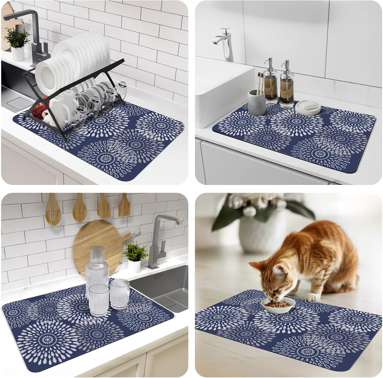 Dish Drying Mat Super Absorbent Kitchen Counter Mat Rubber Baing