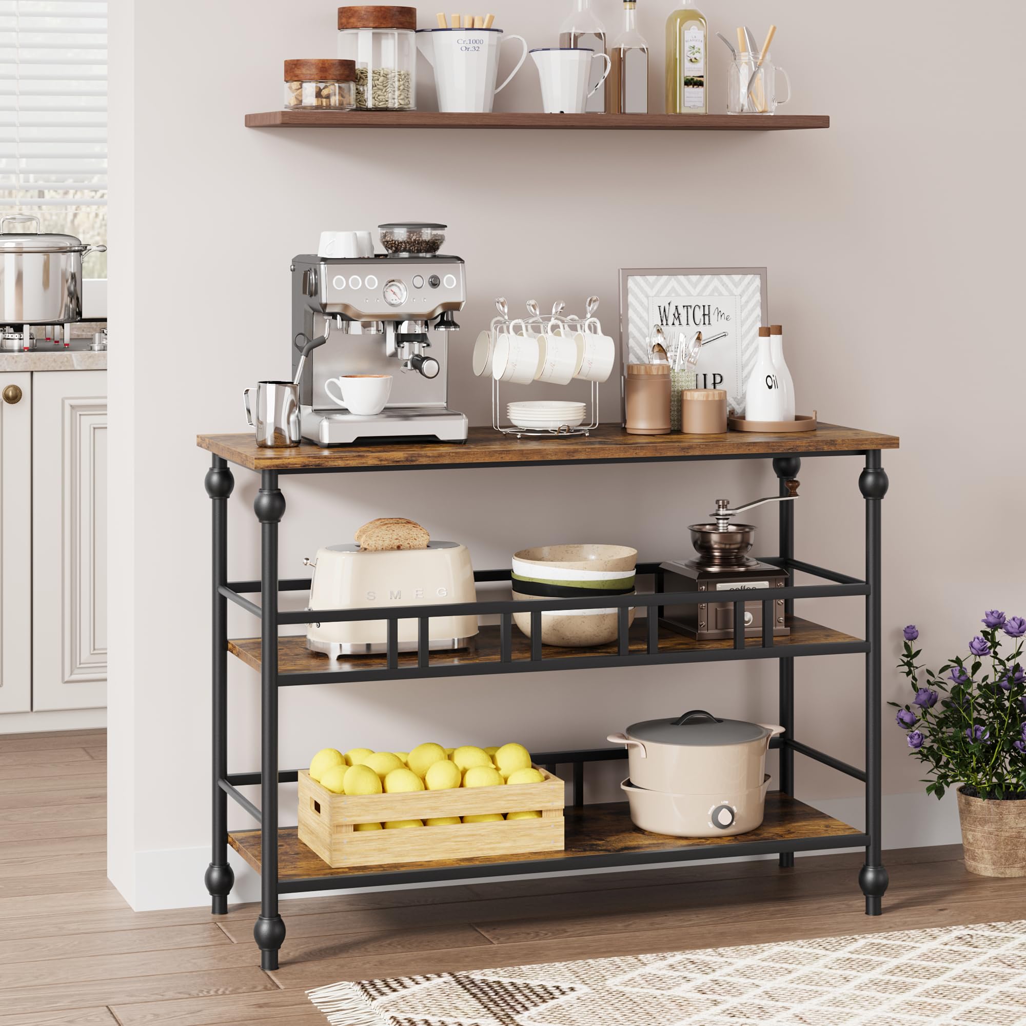 Consolle Entree, Tavolino con 2 ripiani a rete, Console Divano, 114 x 37 x 18,5 cm, per soggiorno, corridoio, ingresso