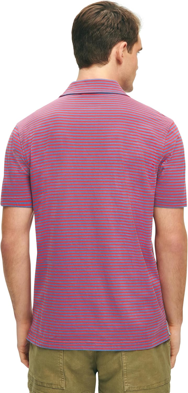 Brooks Brothers Mens Cotton Jersey Feeder Stripe Short Sleeve Polo - Image 2
