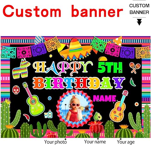 Miniatura 2 de Decoración personalizada para fiesta mexicana, carnaval, fiesta de feliz cumpleaños, suministros personalizados, fiesta mexicana, carnaval,