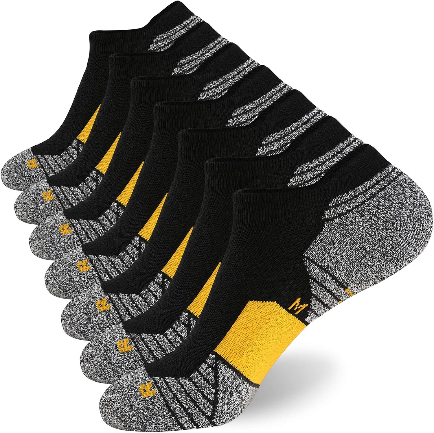 WANDER Men's Athletic Running Socks 7 Pairs Thick Cushion Ankle Socks for Men Sport Low Cut 6-9/10-12/12-14