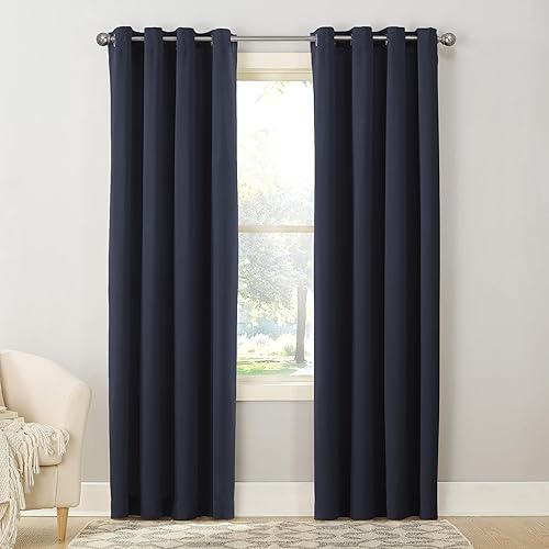 Sun Zero Barrow - Juego de 2 paneles de cortinas con ojales, ahorro de energía, 54 x 84 pulgadas, color azul marino