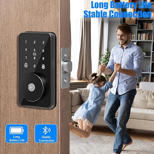 Miniatura 5 de Cerradura inteligente, cerradura de puerta de entrada sin llave 4 en 1 para puerta delantera, cerradura de puerta de 6 códigos digitales con