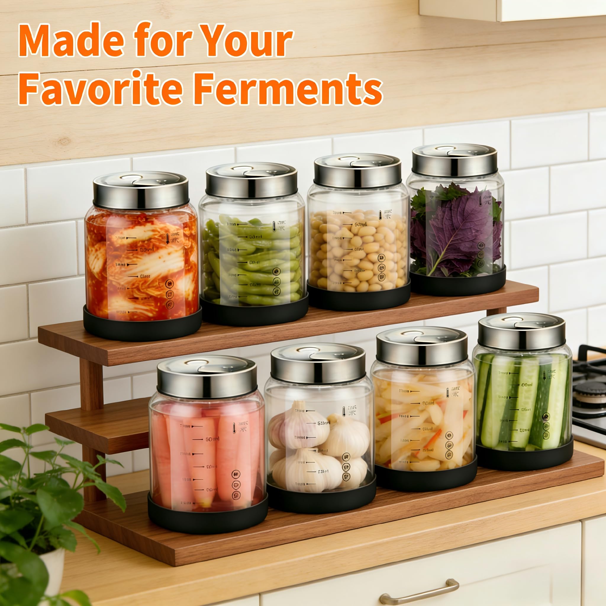 2 Stück x 1.5 L Bocal de Fermentation avec Couvercle: Kimchi Container avec Valve de Fermentation Pot Étanche pour Choucroute Légumes Kéfir et Pickles Maison