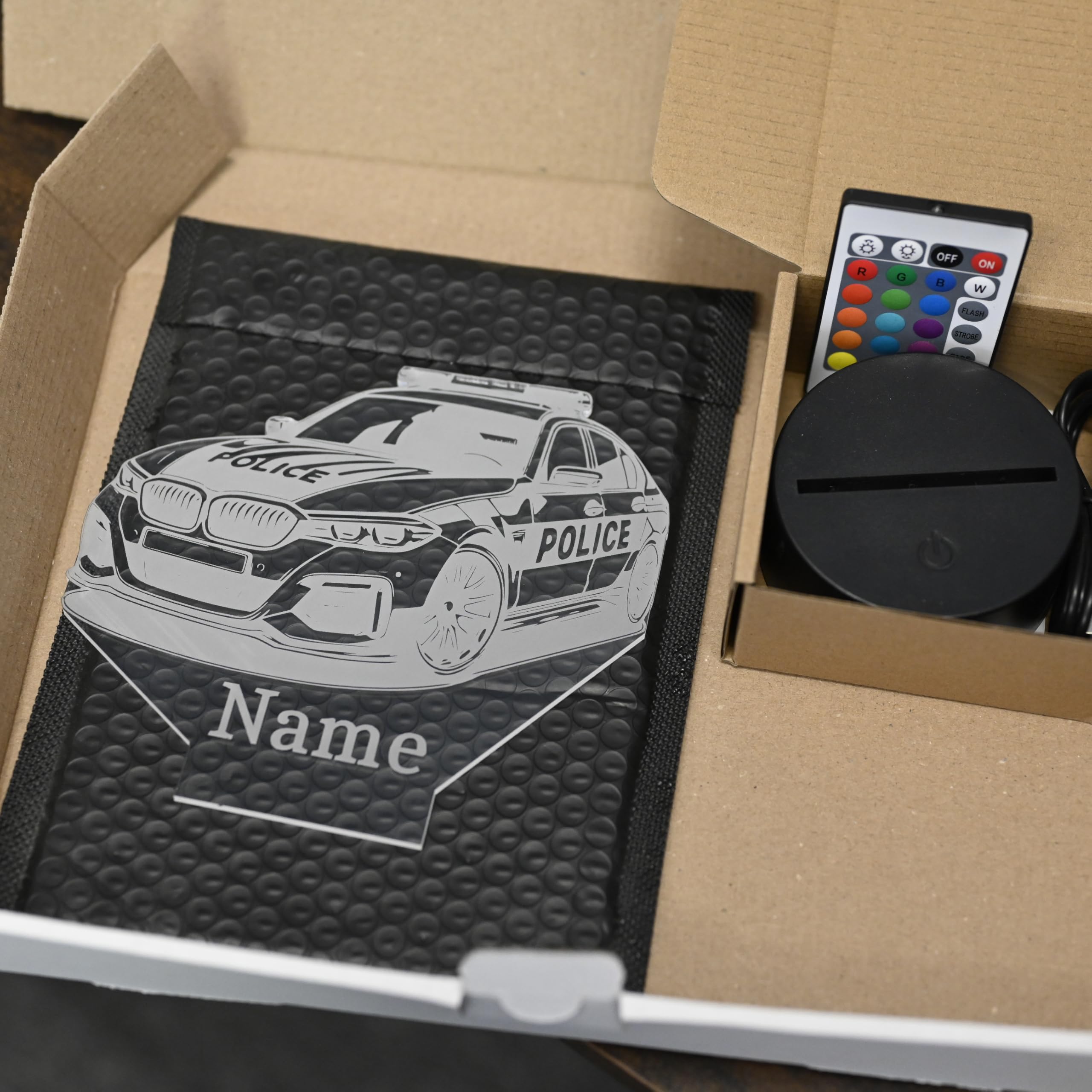 Personalisiertes LED Nachtlicht Polizei Geschenk idee für Polizeifans, dekoration für Polizisten und Polizistinen Sport auto als Polizei auto