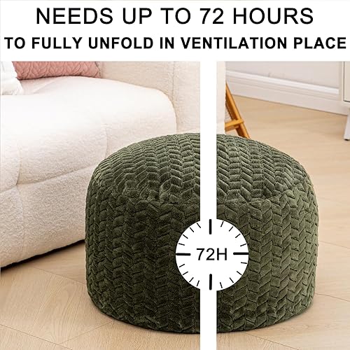 Miniatura 2 de Asuprui Puf otomano de relleno otomano con relleno para el suelo, puf, puf, reposapiés, almacenamiento para sala de estar, dormitorio, color verde